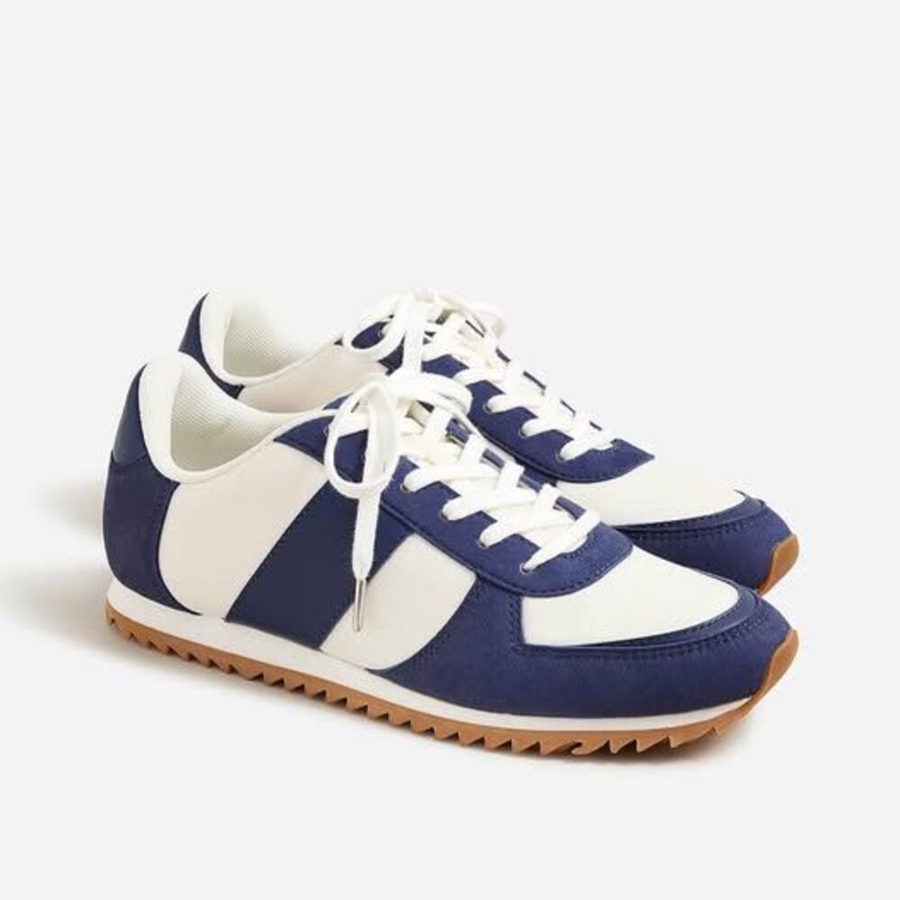 NEW  J.Crew womens navy white colorblock trainer sneakers, size 10
